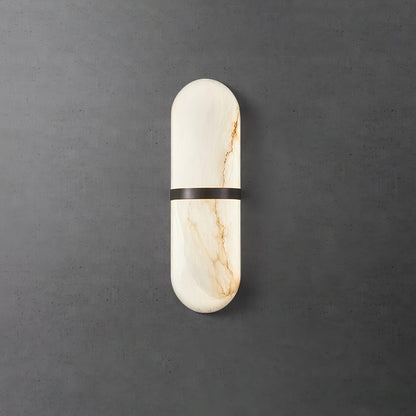 Alabaster Wall Light | Brass or Black Finish | White Shade