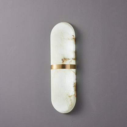 Alabaster Wall Light | Brass or Black Finish | White Shade