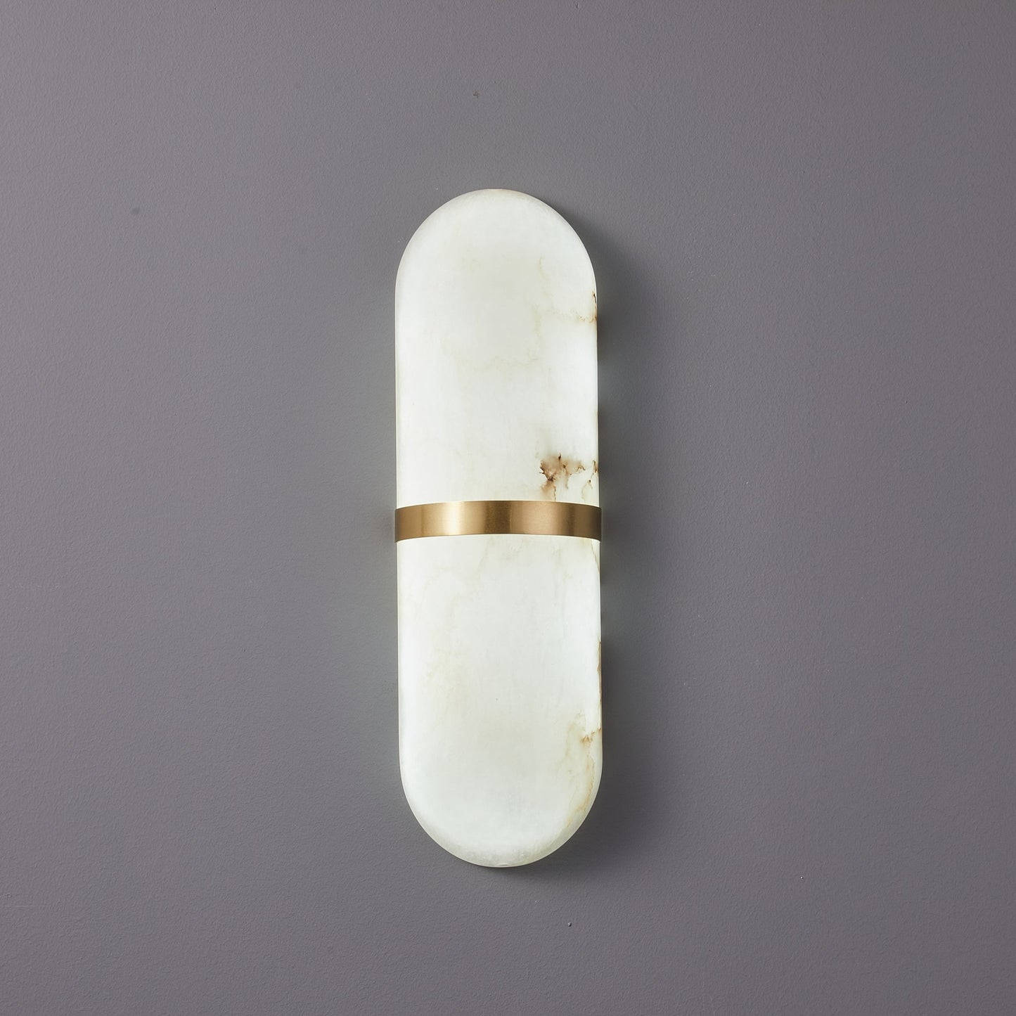 Alabaster Wall Light | Brass or Black Finish | White Shade