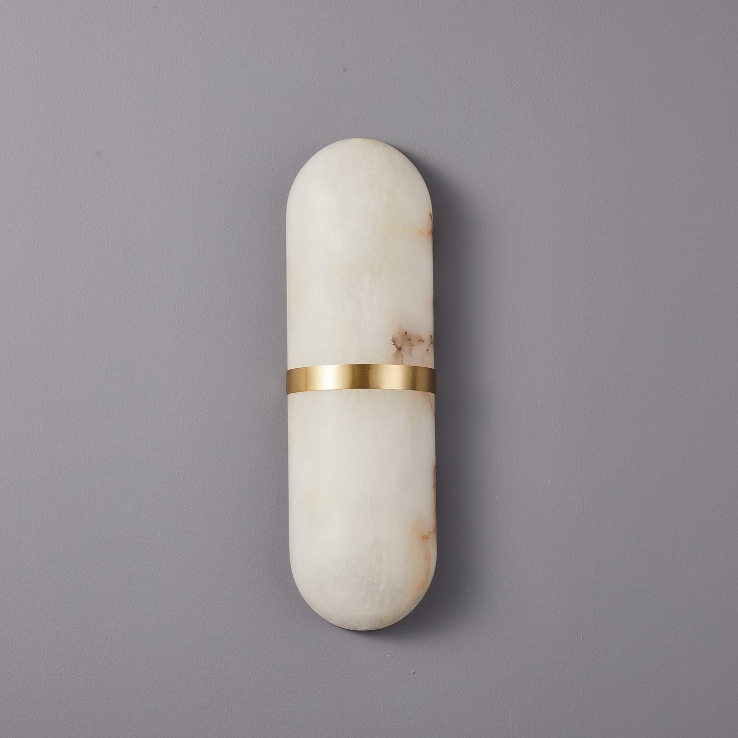 Alabaster Wall Light | Brass or Black Finish | White Shade