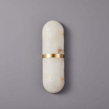 Alabaster Wall Light | Brass or Black Finish | White Shade