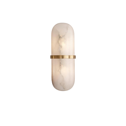 Alabaster Wall Light | Brass or Black Finish | White Shade
