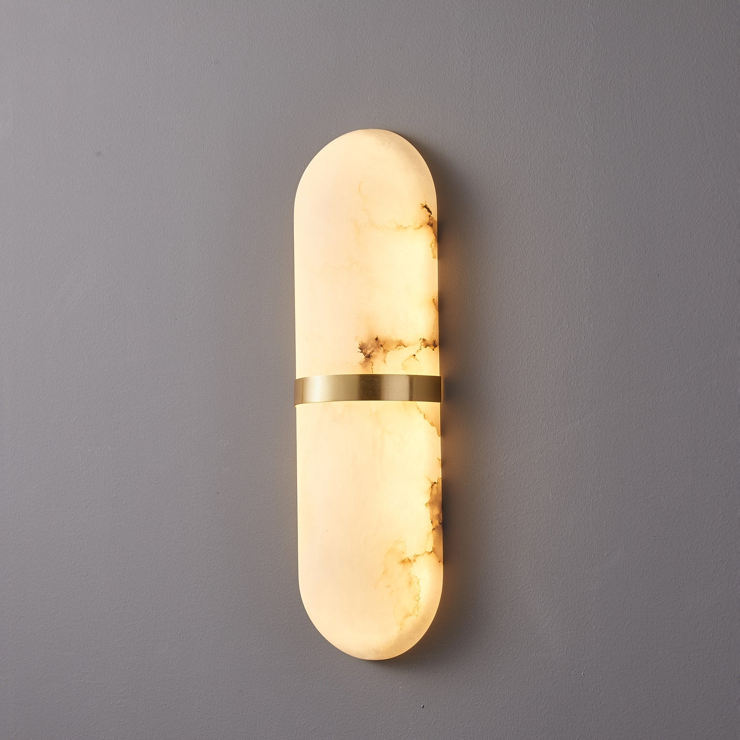 Alabaster Wall Light | Brass or Black Finish | White Shade