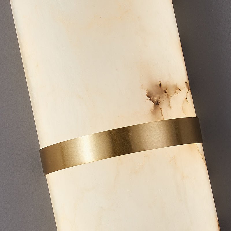 Alabaster Wall Light | Brass or Black Finish | White Shade