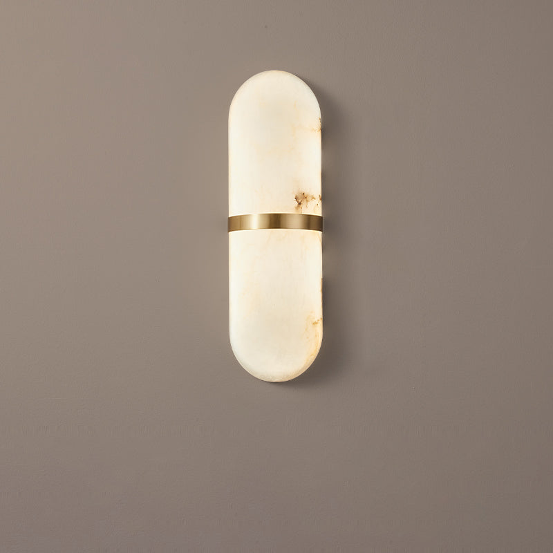 Alabaster Wall Light | Brass or Black Finish | White Shade