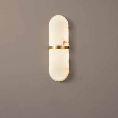 Alabaster Wall Light | Brass or Black Finish | White Shade