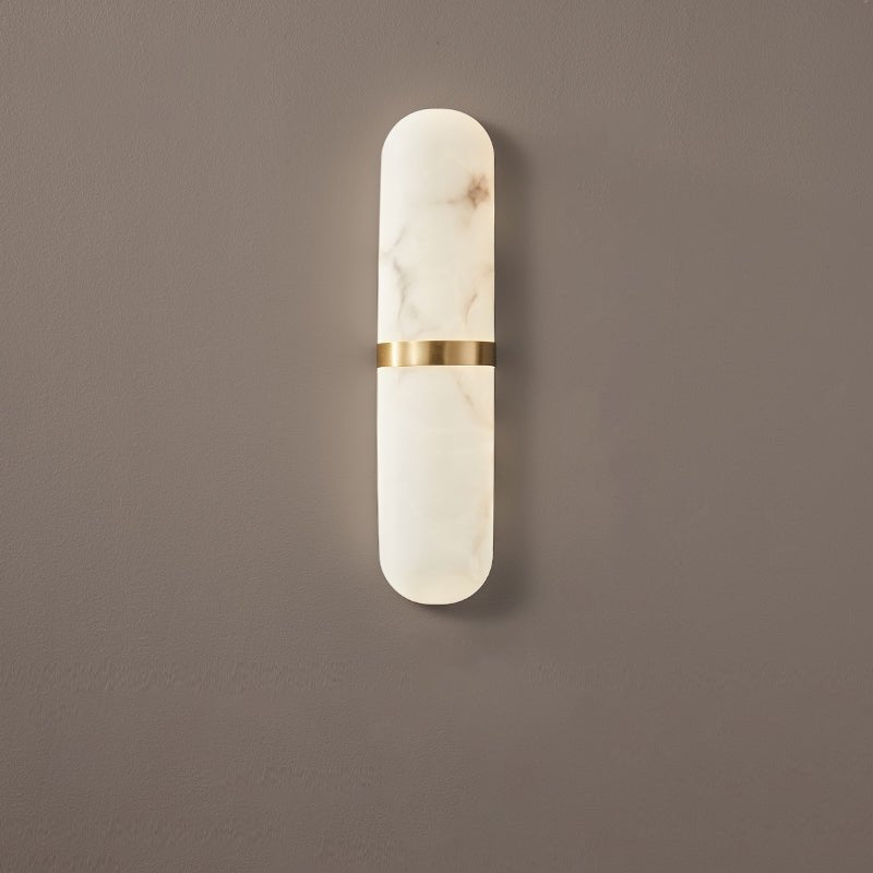 Alabaster Wall Light | Brass or Black Finish | White Shade