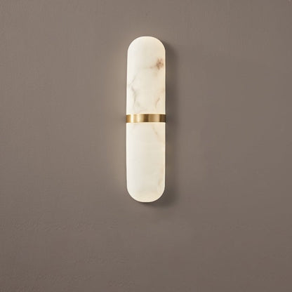 Alabaster Wall Light | Brass or Black Finish | White Shade