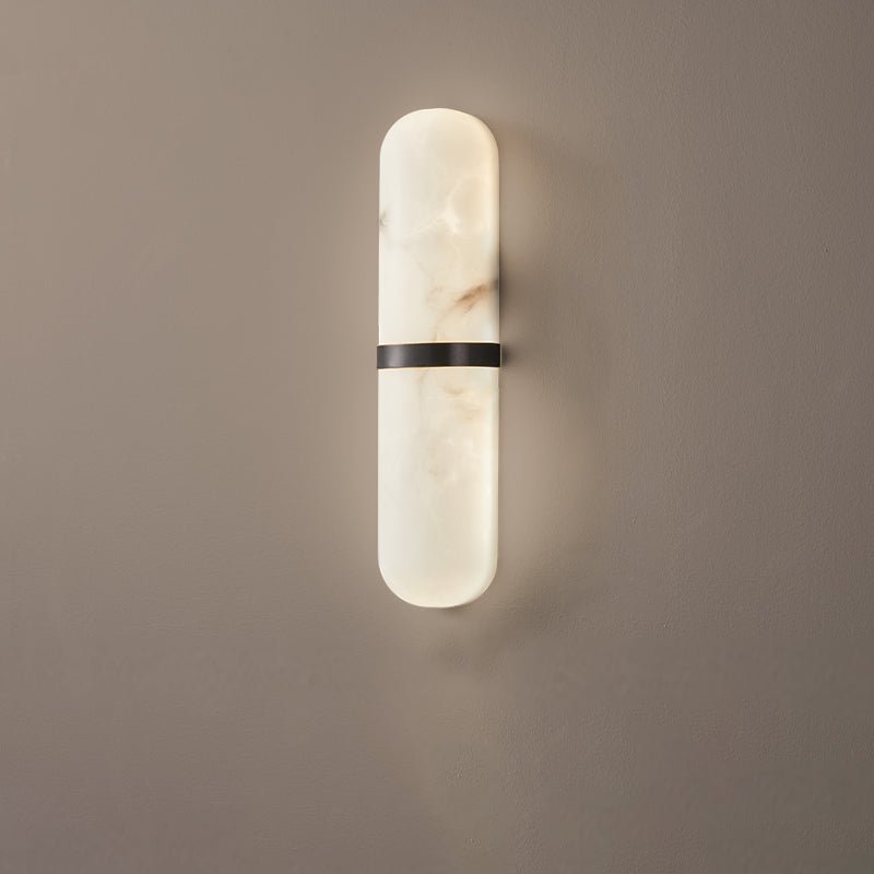Alabaster Wall Light | Brass or Black Finish | White Shade