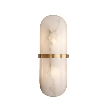 Alabaster Wall Light | Brass or Black Finish | White Shade