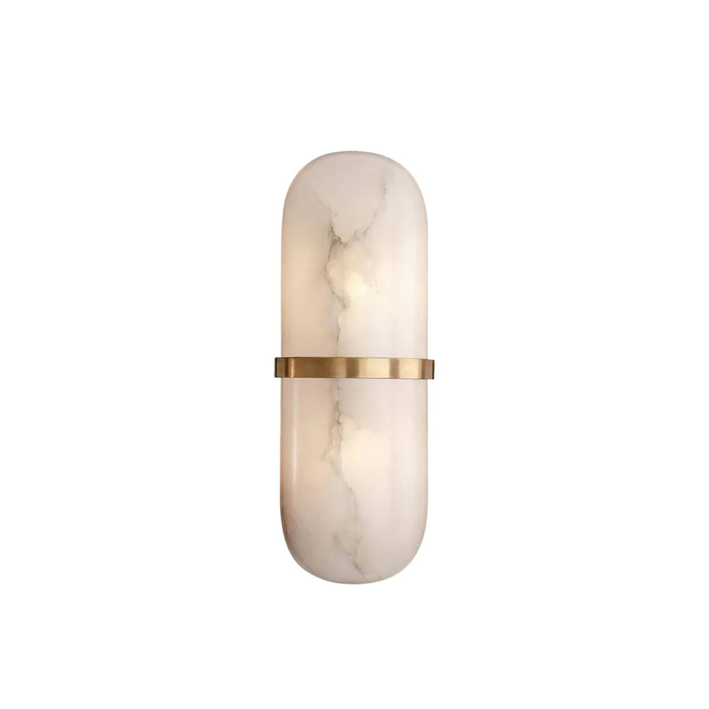 Alabaster Wall Light | Brass or Black Finish | White Shade