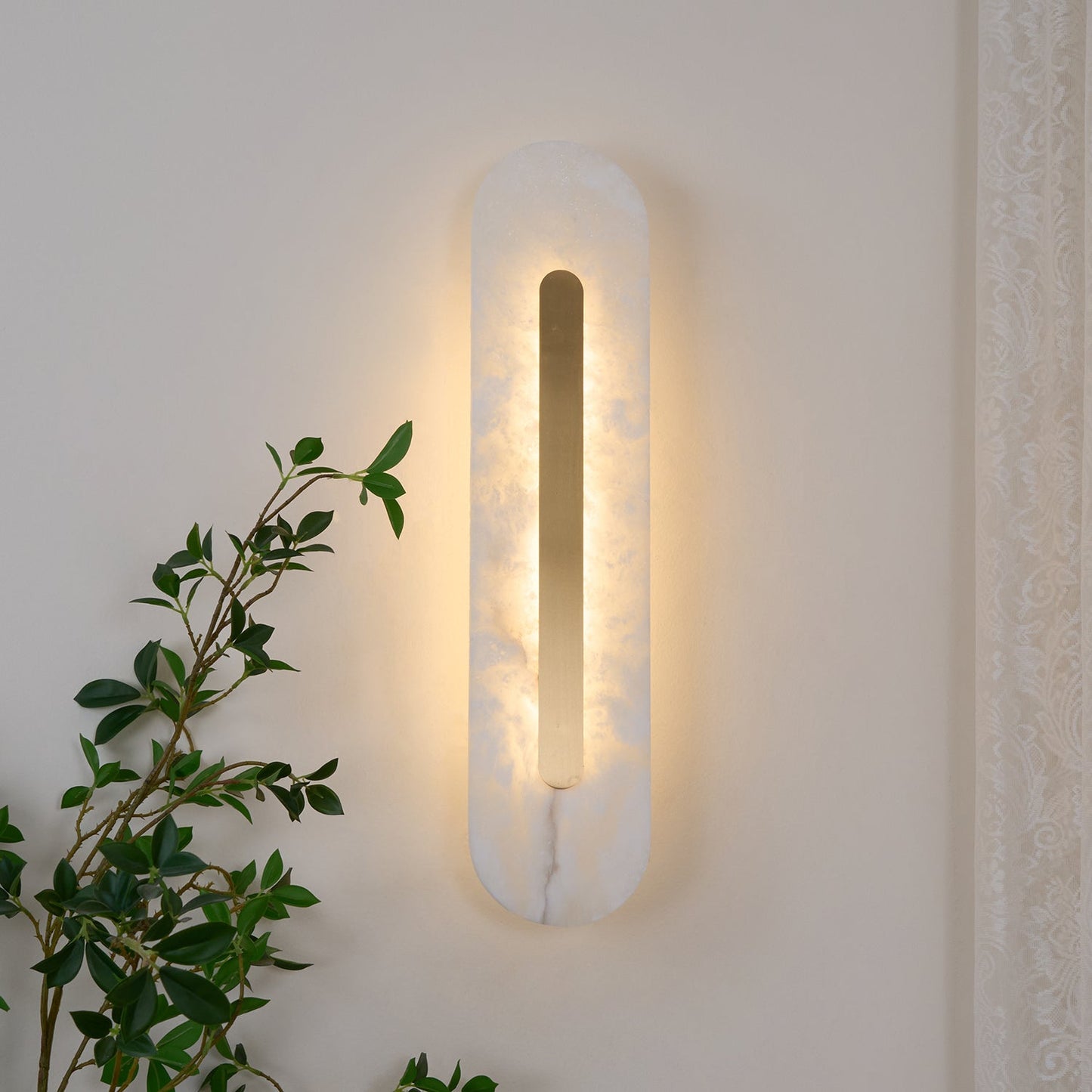 Alabaster Wall Sconce | Brass & Alabaster | Set of 2