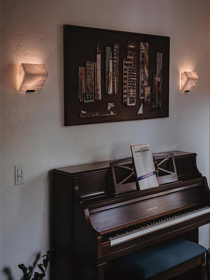 Alabaster Wall Lamp | White Alabaster & Metal | 2-Pack