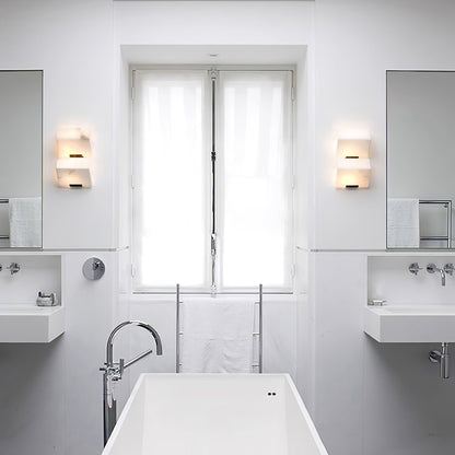 Alabaster Wall Lamp | White Alabaster & Metal | 2-Pack