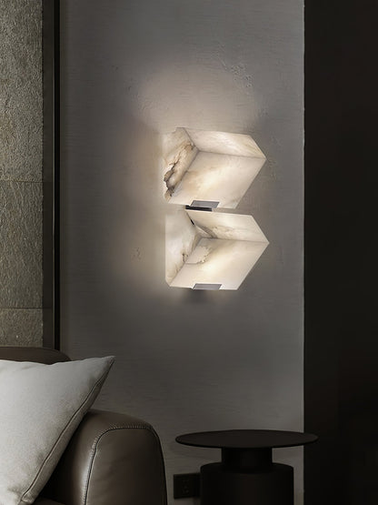 Alabaster Wall Lamp | White Alabaster & Metal | 2-Pack