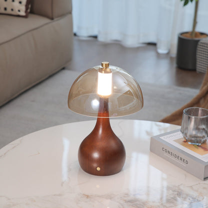 Alden Table Lamp | Smoky Amber Glass & Wood | Walnut Base