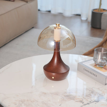 Alden Table Lamp | Smoky Amber Glass & Wood | Walnut Base