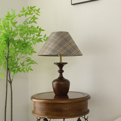 Alex Accent Table Lamp | Wood, Fabric, Metal | Walnut Color