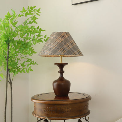 Alex Accent Table Lamp | Wood, Fabric, Metal | Walnut Color