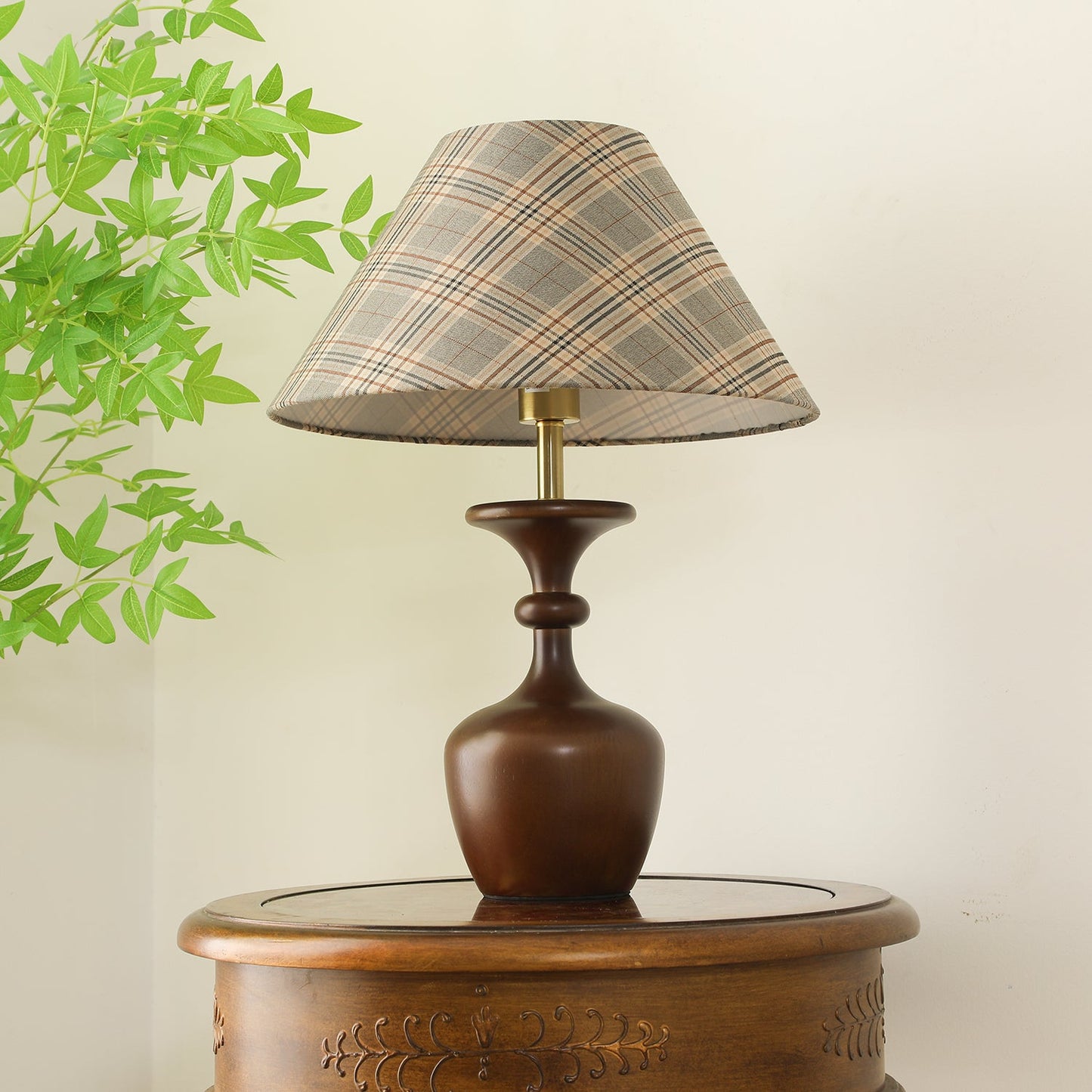 Alex Accent Table Lamp | Wood, Fabric, Metal | Walnut Color