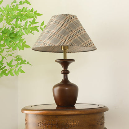 Alex Accent Table Lamp | Wood, Fabric, Metal | Walnut Color