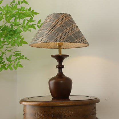 Alex Accent Table Lamp | Wood, Fabric, Metal | Walnut Color