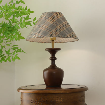 Alex Accent Table Lamp | Wood, Fabric, Metal | Walnut Color