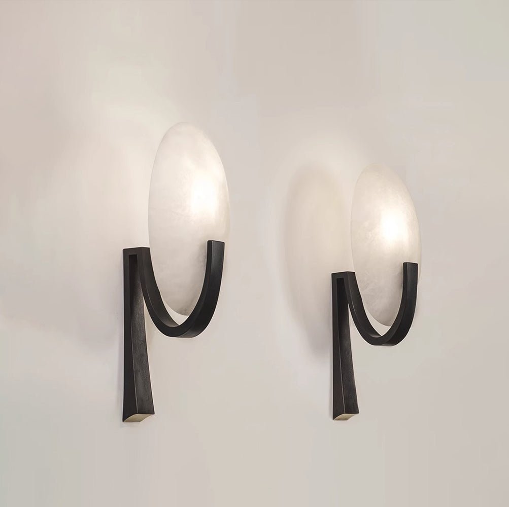 Alice Alabaster Wall Lamp | Metal & Alabaster | White Shade & Copper/Black Body