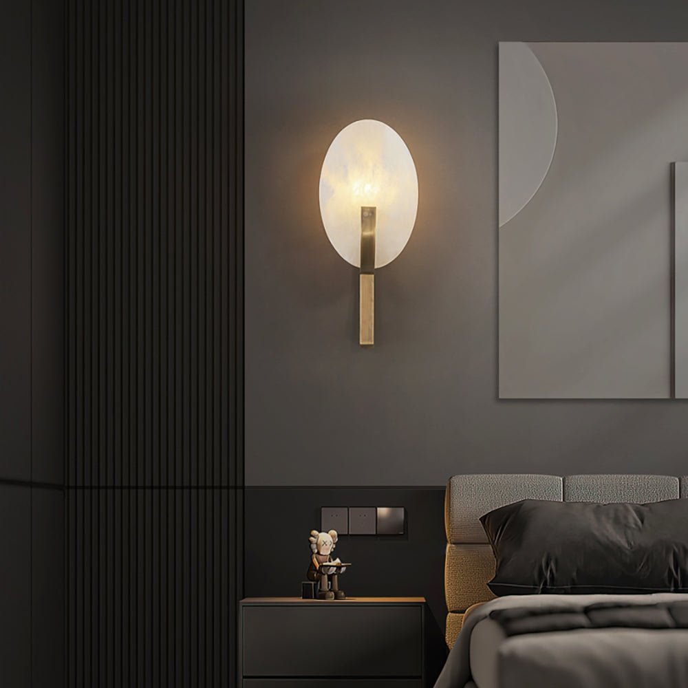 Alice Alabaster Wall Lamp | Metal & Alabaster | White Shade & Copper/Black Body