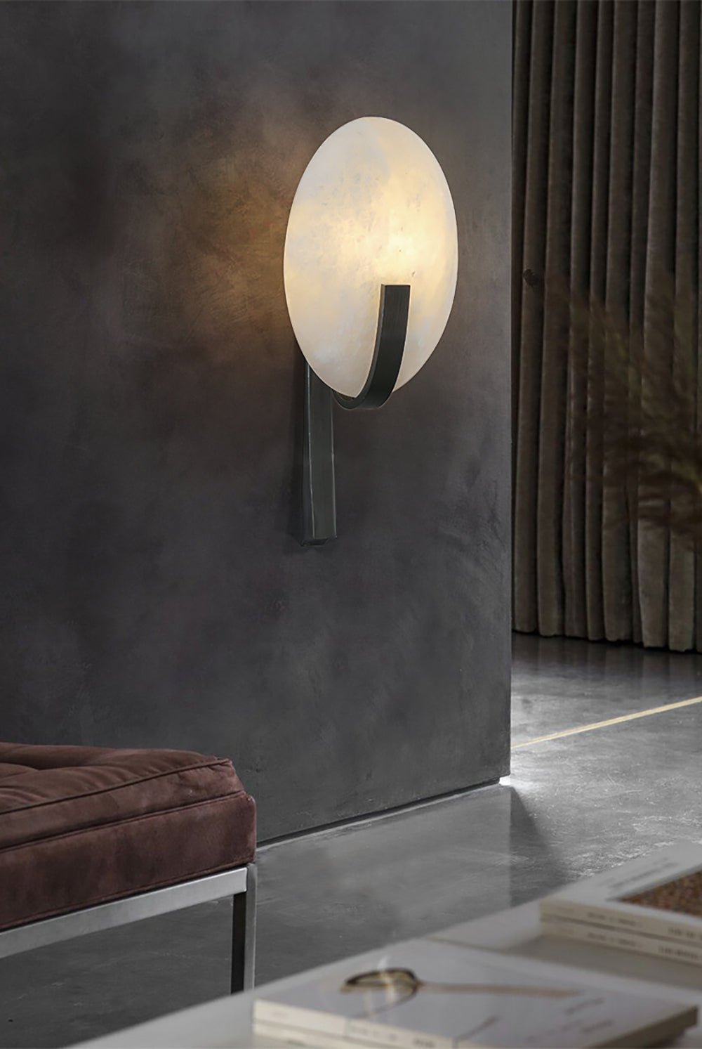Alice Alabaster Wall Lamp | Metal & Alabaster | White Shade & Copper/Black Body