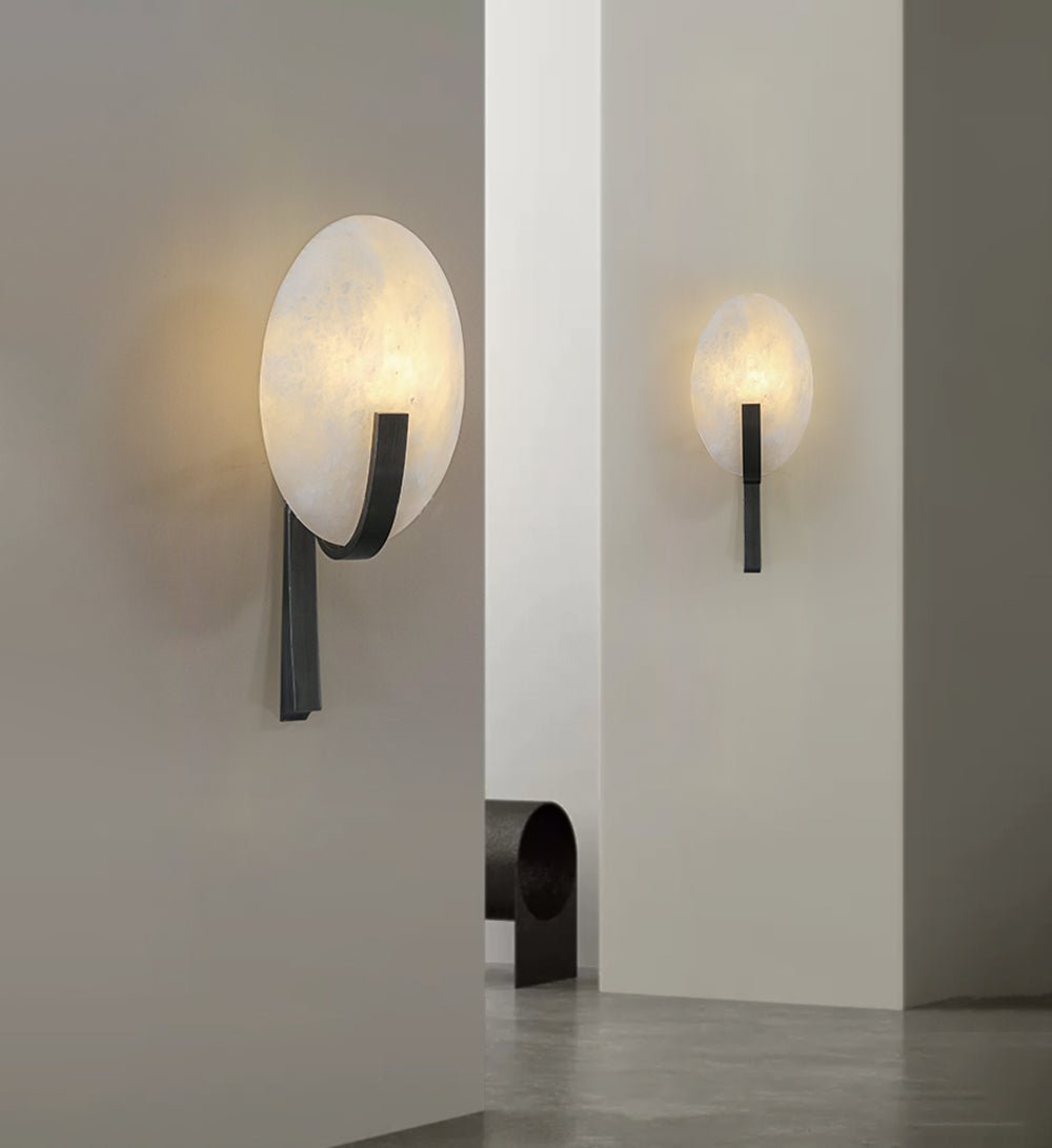 Alice Alabaster Wall Lamp | Metal & Alabaster | White Shade & Copper/Black Body