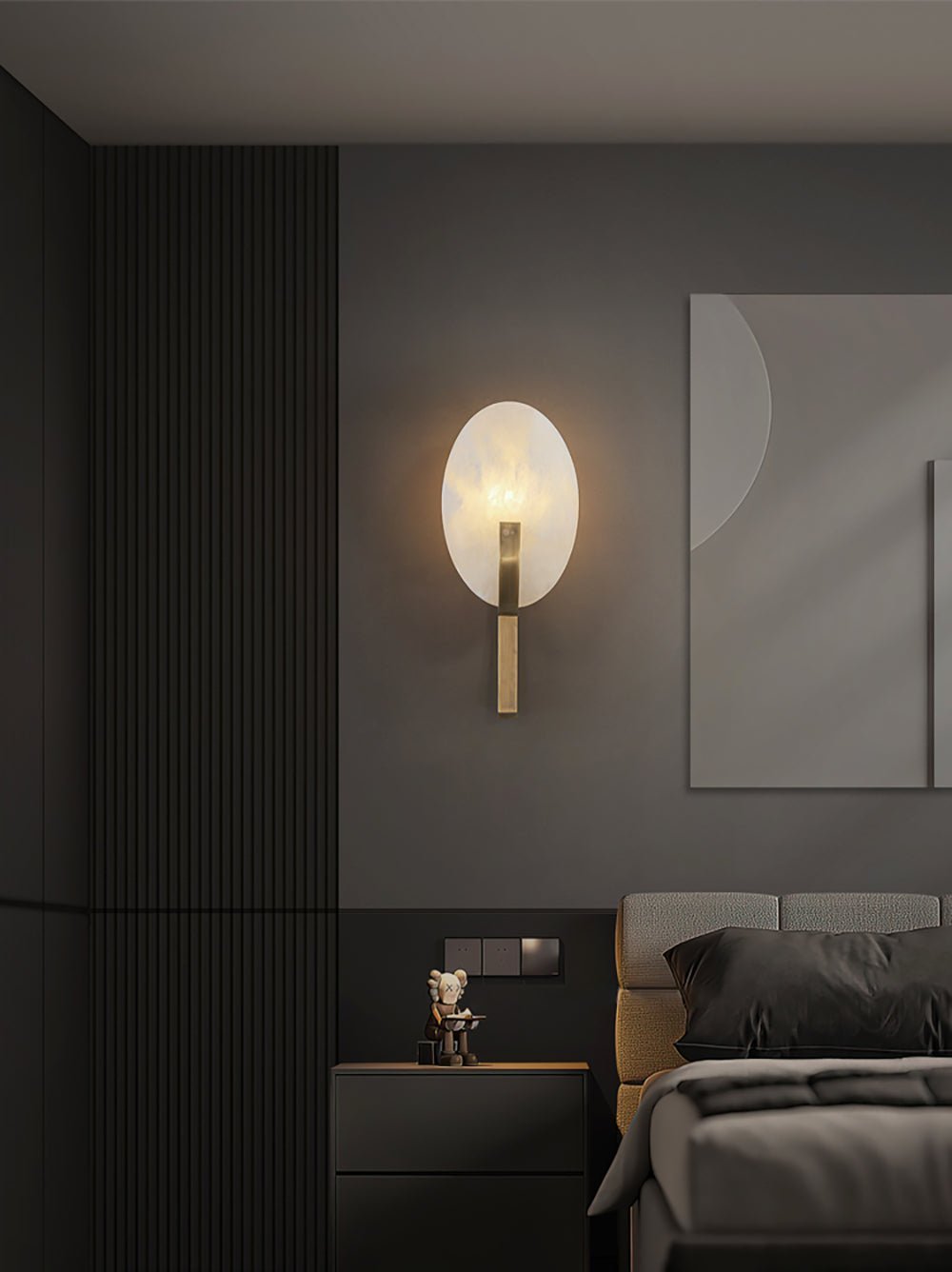 Alice Alabaster Wall Lamp | Metal & Alabaster | White Shade & Copper/Black Body