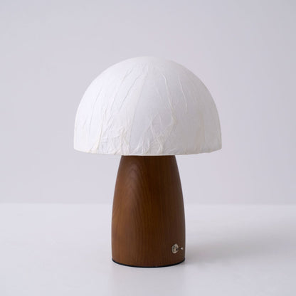 Myco Mushroom Table Lamp | Wooden Base | White Shade