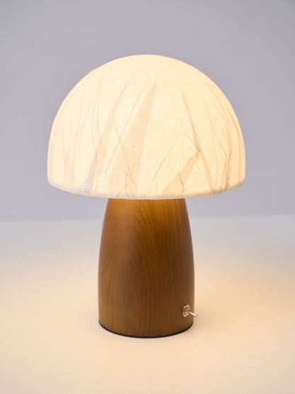 Myco Mushroom Table Lamp | Wooden Base | White Shade
