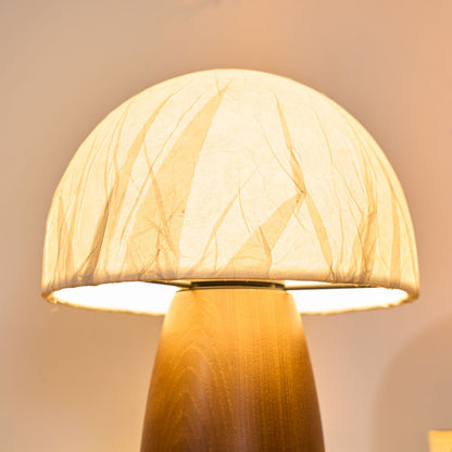 Myco Mushroom Table Lamp | Wooden Base | White Shade