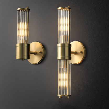 Celeste Cylinder Wall Light | Brass & Glass | Clear Shade
