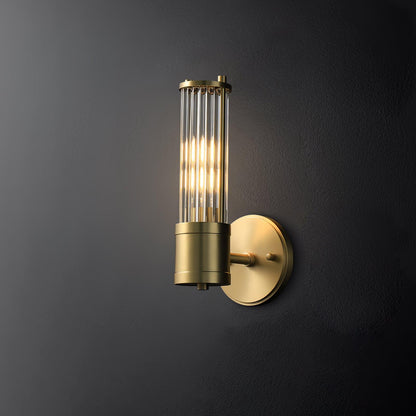 Celeste Cylinder Wall Light | Brass & Glass | Clear Shade