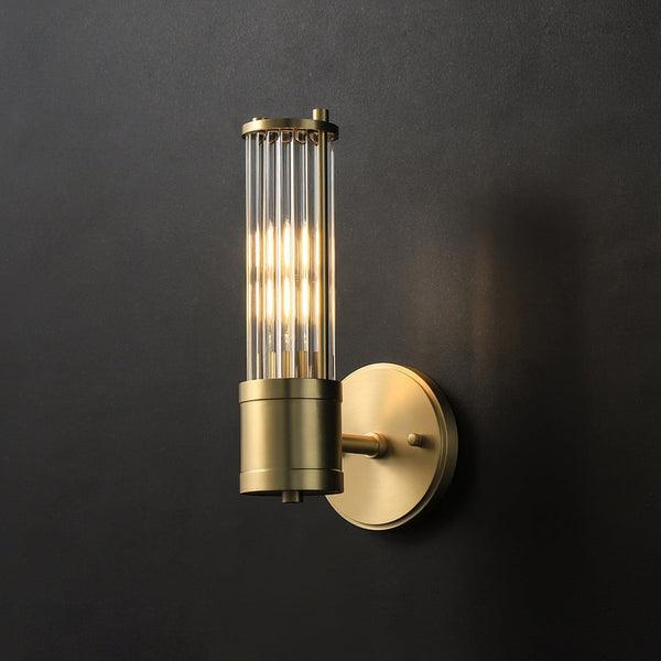 Celeste Cylinder Wall Light | Brass & Glass | Clear Shade