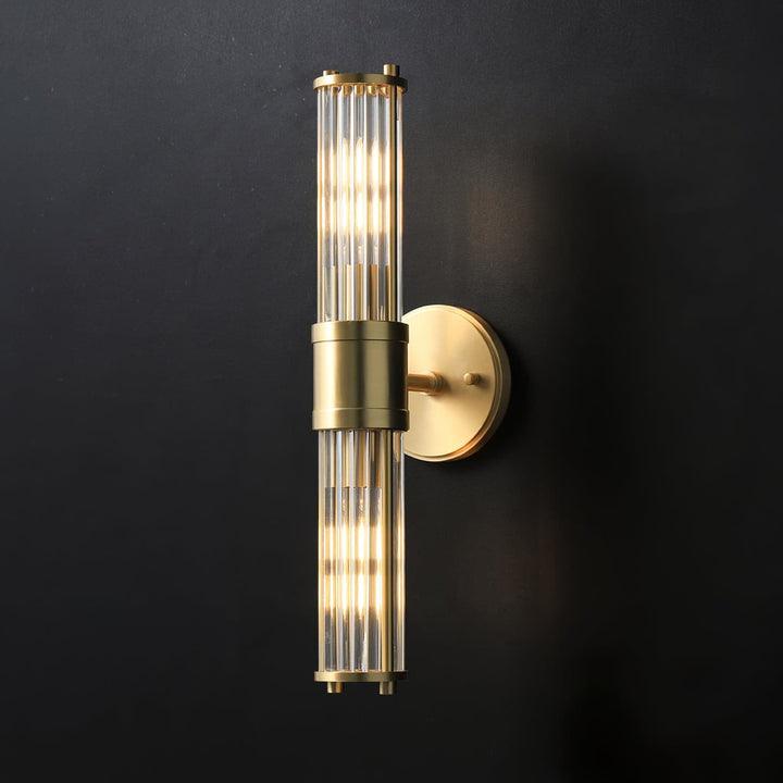 Celeste Cylinder Wall Light | Brass & Glass | Clear Shade