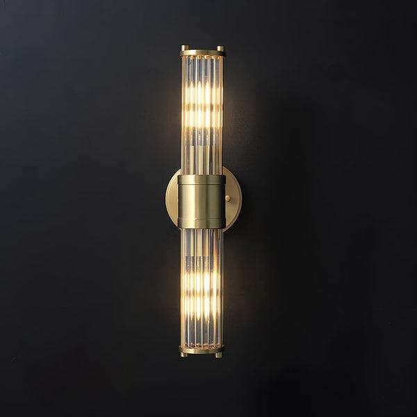 Celeste Cylinder Wall Light | Brass & Glass | Clear Shade