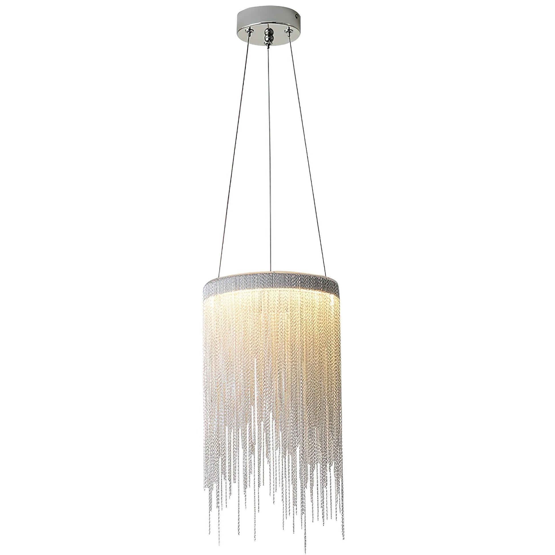 Pendant Light | Aluminum Chain | Modern Tassel Design, 20cm Diameter