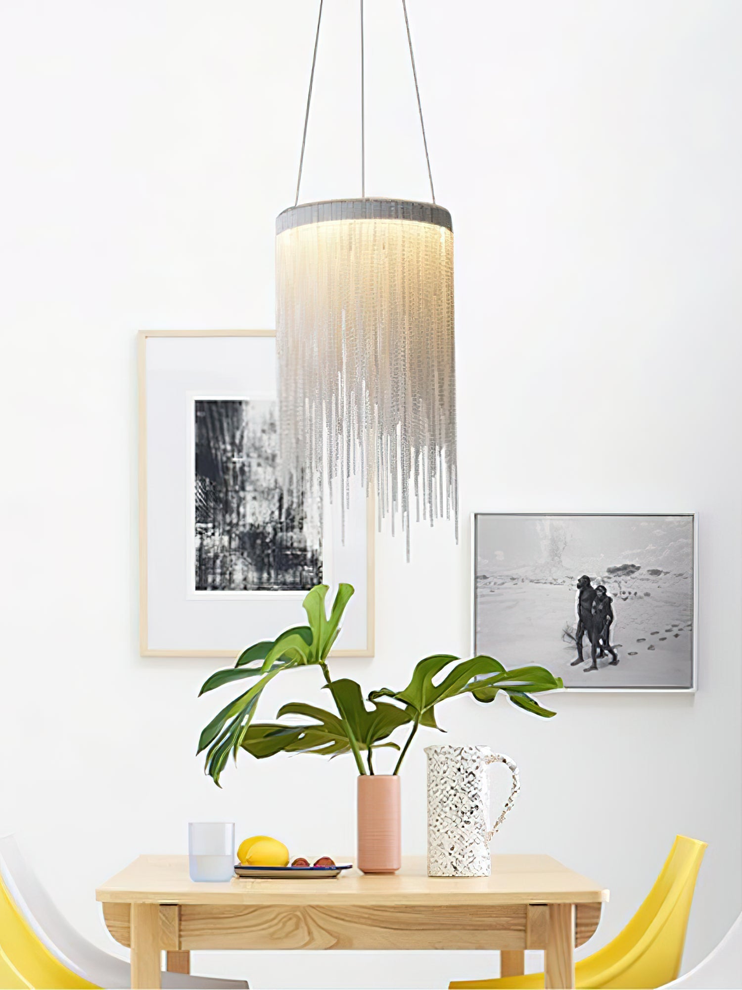 Pendant Light | Aluminum Chain | Modern Tassel Design, 20cm Diameter