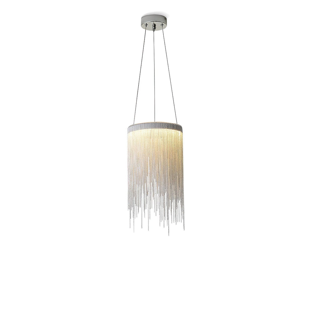 Pendant Light | Aluminum Chain | Modern Tassel Design, 20cm Diameter