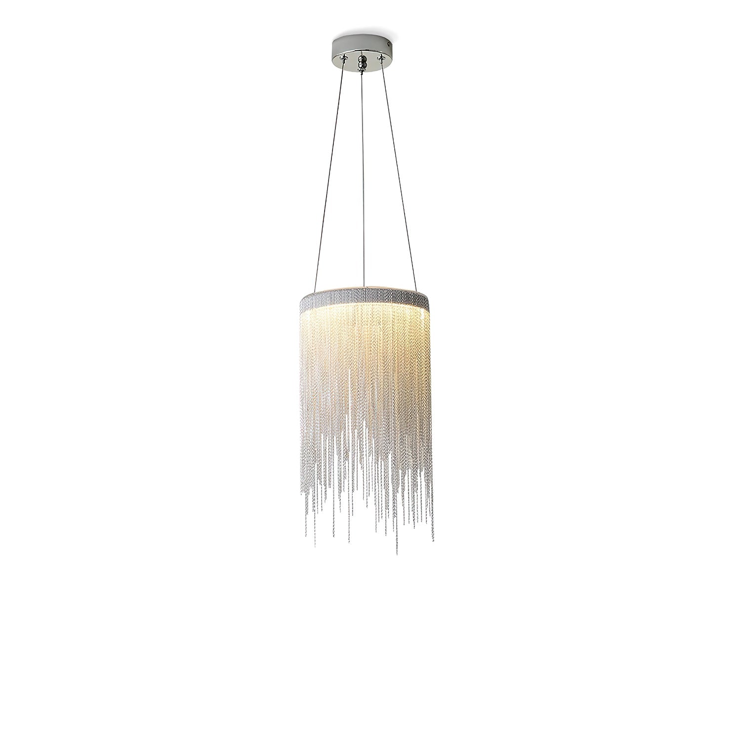 Pendant Light | Aluminum Chain | Modern Tassel Design, 20cm Diameter
