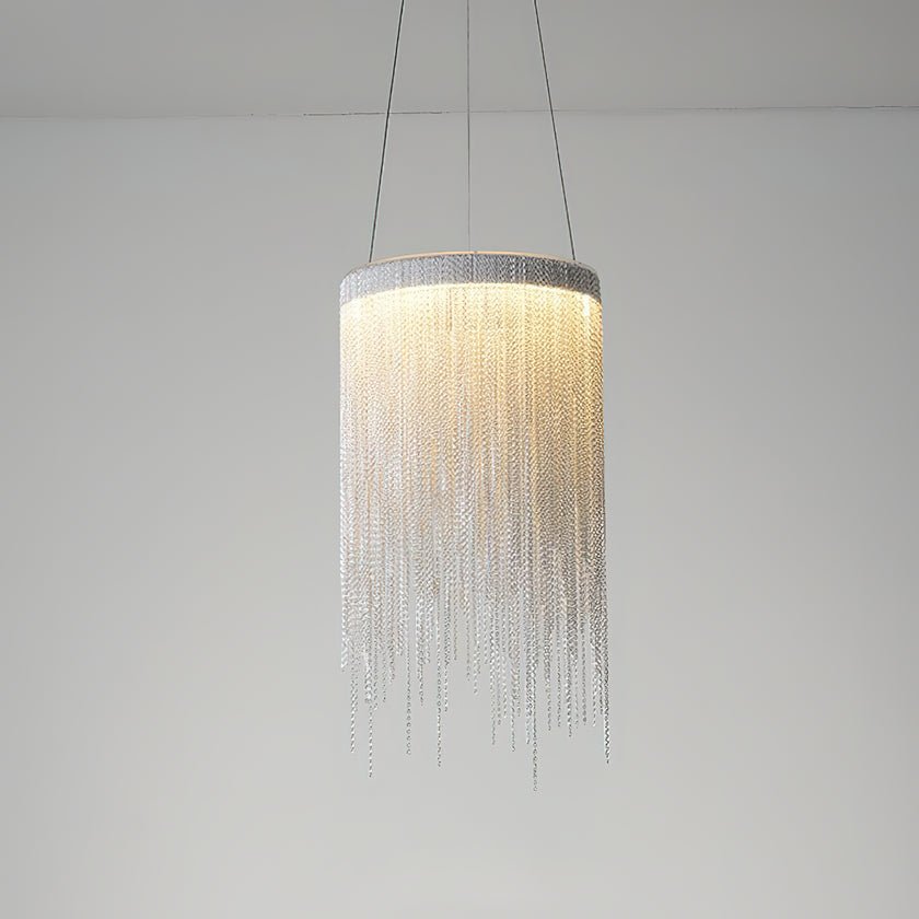 Pendant Light | Aluminum Chain | Modern Tassel Design, 20cm Diameter