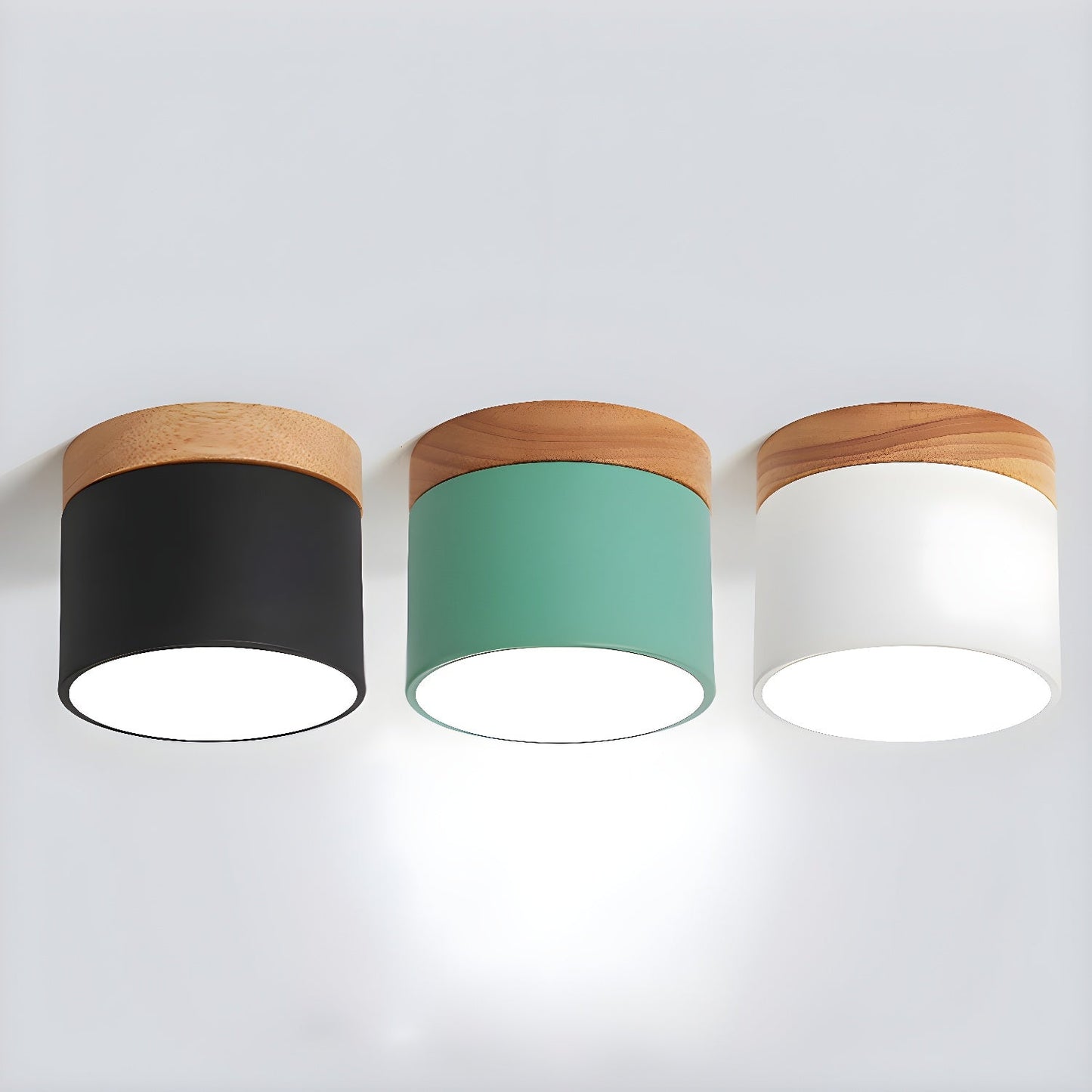 Alva Wooden Surface Downlight | Wood & Metal | Black, White, Grey, Blue, Green, Pink, Coffee