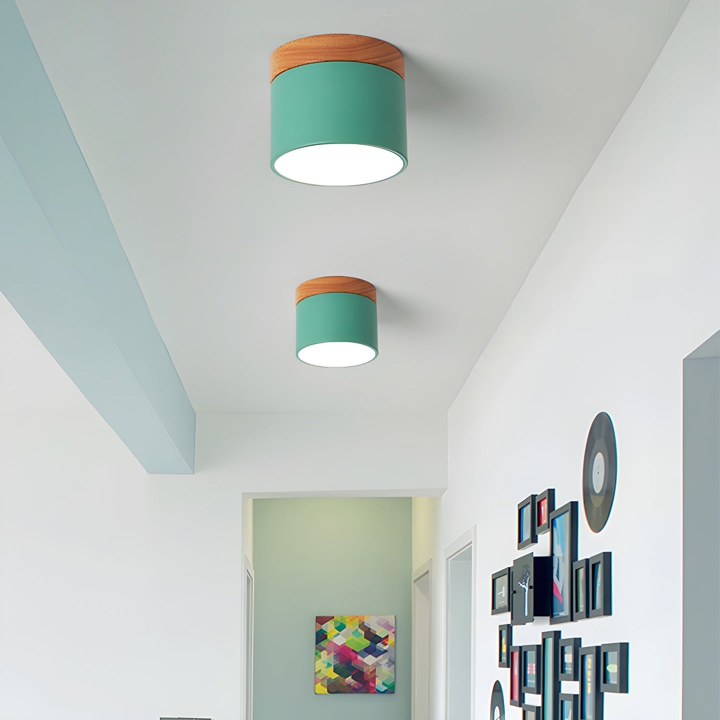 Alva Wooden Surface Downlight | Wood & Metal | Black, White, Grey, Blue, Green, Pink, Coffee