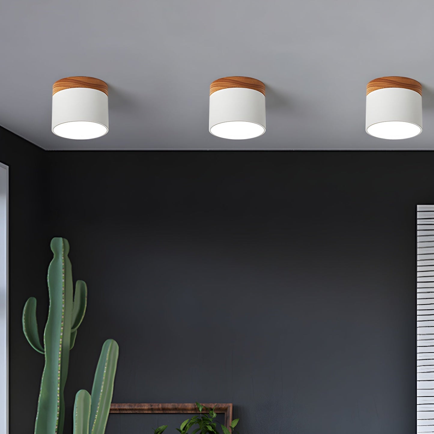 Alva Wooden Surface Downlight | Wood & Metal | Black, White, Grey, Blue, Green, Pink, Coffee