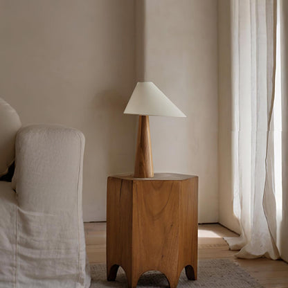 Alvin Table Lamp | Wooden Base & Linen Shade | White