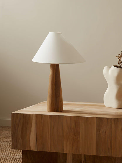 Alvin Table Lamp | Wooden Base & Linen Shade | White